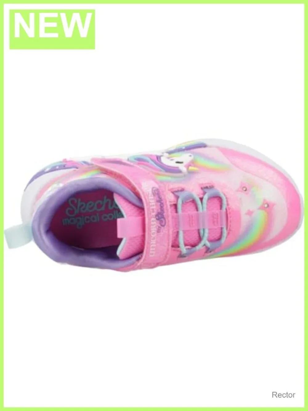 Girls Light Up Unicorn Sneakers with Glittery Rainbow Finish